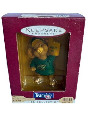 1996 Hallmark Team NFL Jacksonville Jaguars Mouse "We're #1" Fan Tree Ornament
